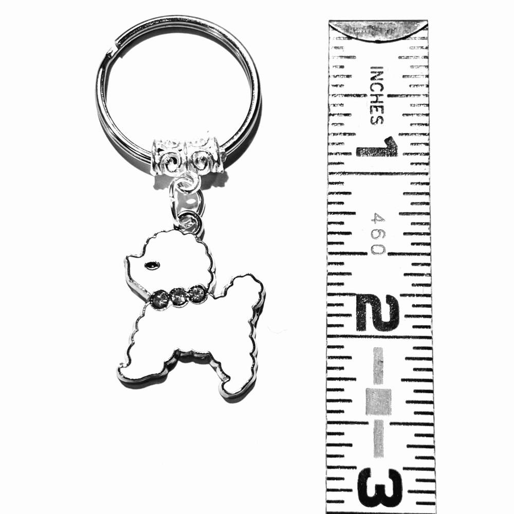 White Poodle Dog Keychain